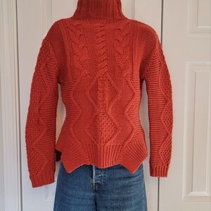FUN SPORT Cable knit funnel neck sweater